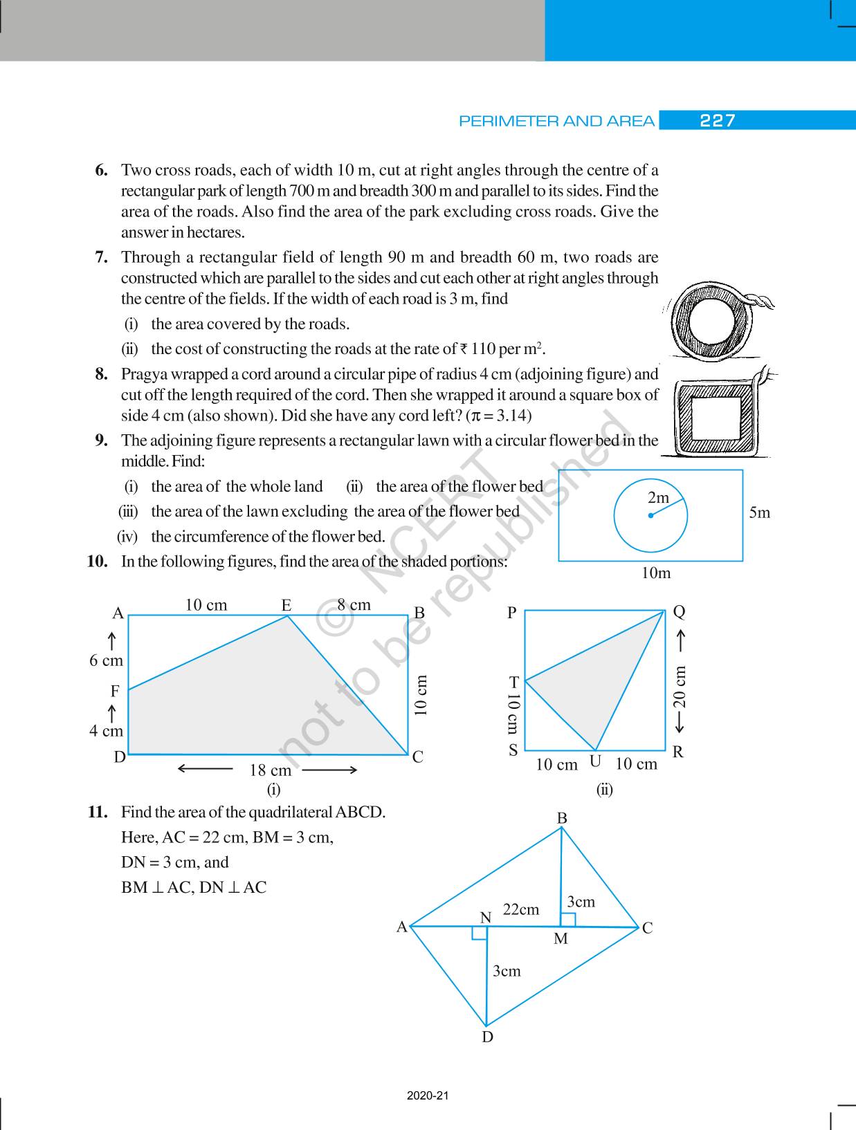 Perimeter And Area Ncert Book Of Class 7 Mathematics